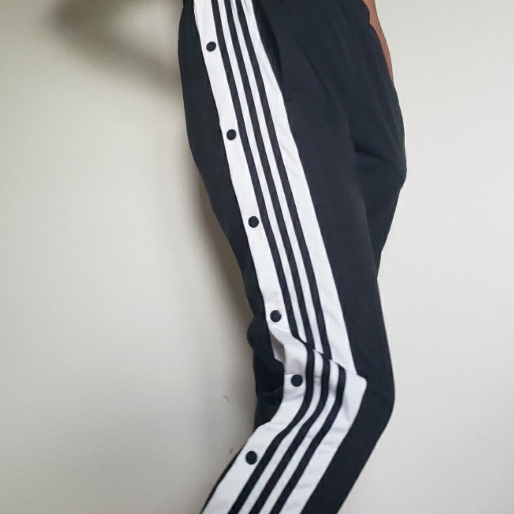 Black Adidas tearaway track pants